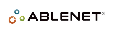 「ABLENET」という文字と、その左側に青、オレンジ、緑の3つのリングが重なり合う抽象的なロゴマーク