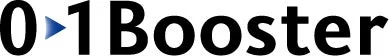 白背景に「0>1 Booster」という文字が黒色で大きく表示されたロゴ画像