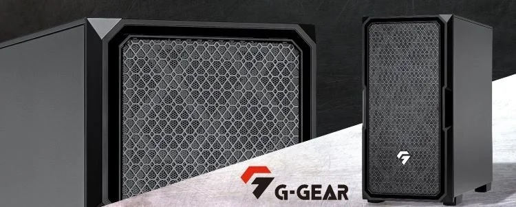 G-GEARブランドの黒いデスクトップPCケース