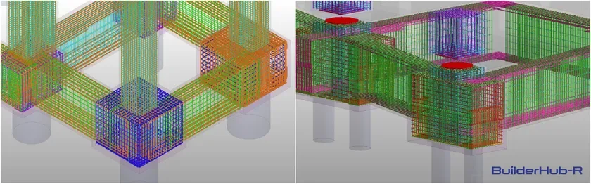 建設構造物の鉄筋配筋を3Dモデルで示した画像