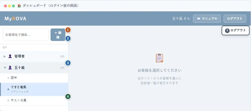 ダッシュボード画面