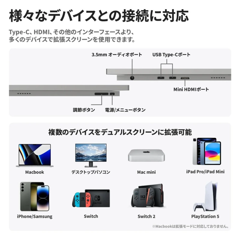 様々なデバイスとの接続に対応