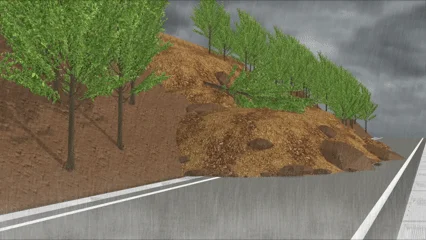 道路と山肌の様子