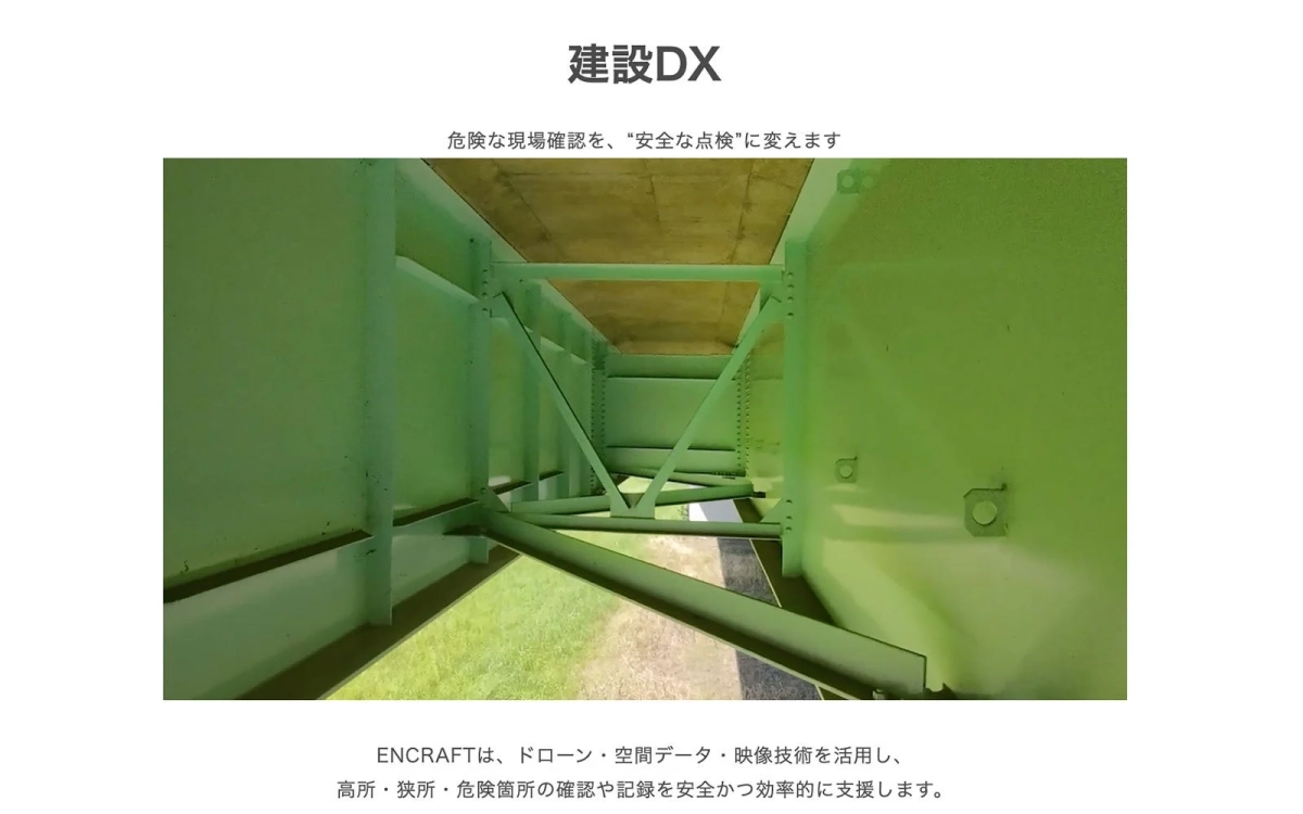 建設DXで危険な現場確認を安全な点検に変える様子