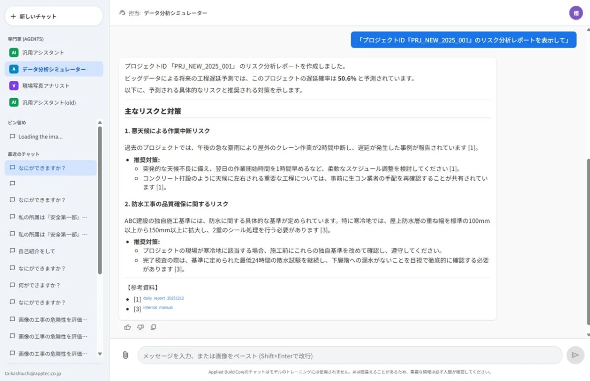 Applied Build Coreのリスク分析レポート例