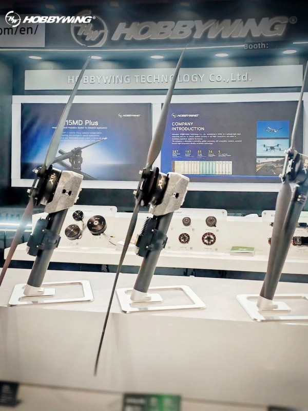 HOBBYWING exhibition booth with propellers