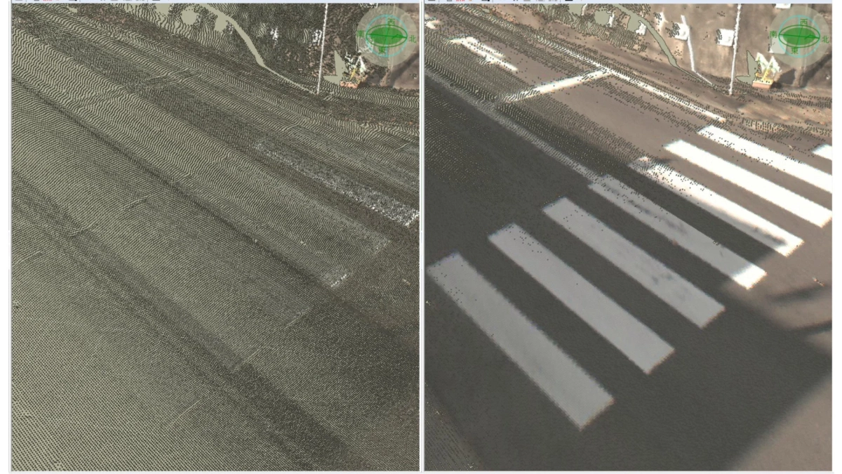 点群データで表現された道路の様子