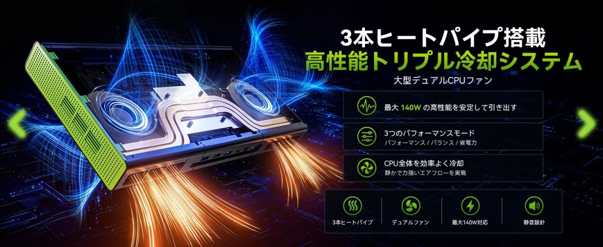 高性能トリプル冷却システム