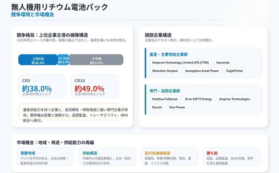 無人機用リチウム電池パック競争環境と市場機会
