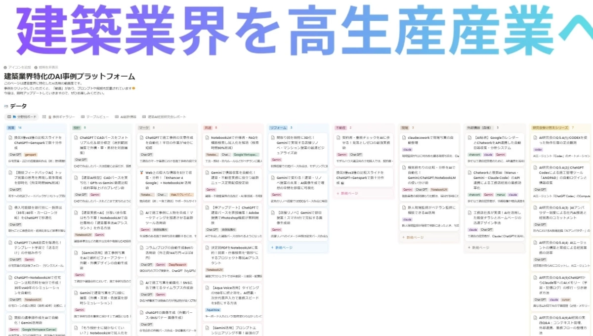 建築業界特化のAI事例プラットフォーム